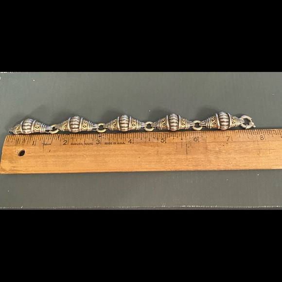 RARE Lagos sterling silver/18 kt gold fluted lattice link bracelet - Picture 9 of 10